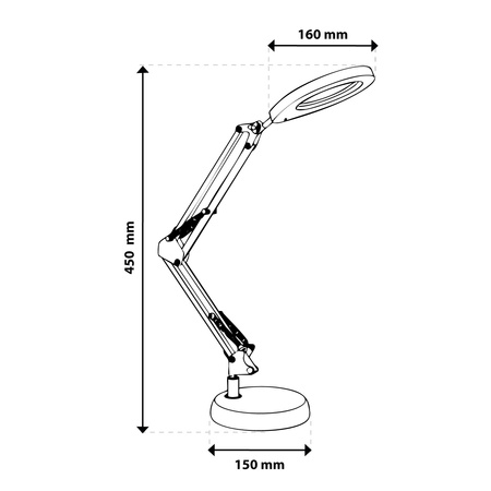 Schreibtischlampe LED 8W CCT Zeichnung Tischlampe 3x Vergrößerungsglas LUCA 2 Weiß LUMILED
