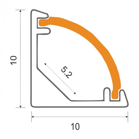 LED-Eckprofil Aluminium Aufputz Weiß 1m mit milchigem Lampenschirm für LED-Streifen + Endkappen RW Ecolight Serie