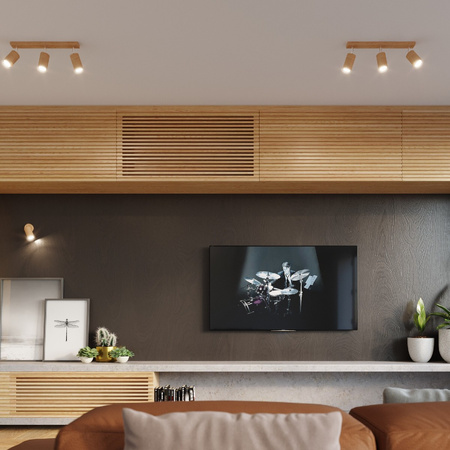 Anbauleuchte BERG 3 3xGU10 Reflektor Halogen Beweglich Skandinavisches Holz SOLLUX