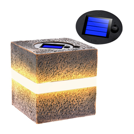 LED-Solarlampe für den Außenbereich Garten stehender Stein 3000K IP44 12 cm Dämmerungssensor