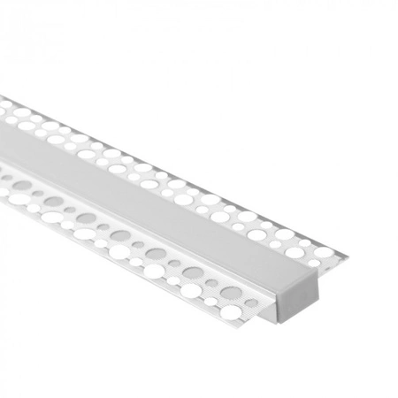 Aluminium-LED-Profil für Gipskartonplatten REGIPS breit flächenbündig eloxiert 1m mit mattiertem Diffusor für LED-Streifen + Endkappen Ecolight GPS-Serie