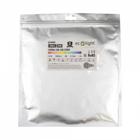 LED-Streifen COB 15W/m 450LED/m 12V Mehrfarbig RGB IP20 Rolle 5m Ecolight