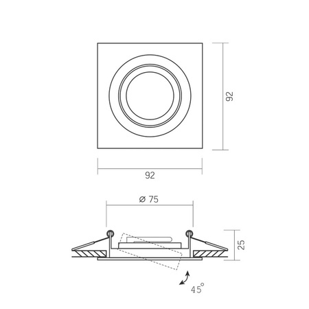 Deckeneinbauleuchte Halogen GU10 VIDEX weiß quadratisch beweglich
