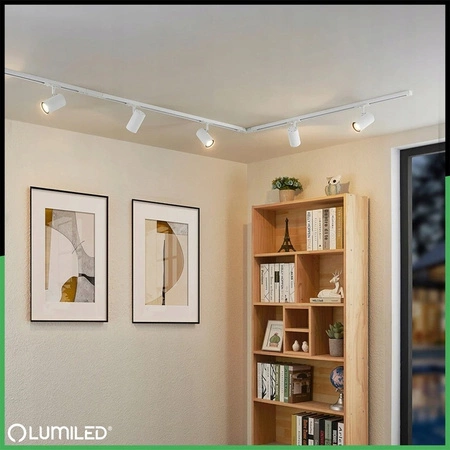 1m Stromschiene + 2x Schieneinstrahler GU10 Weiß RITI LUMILED