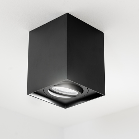 Halogen-Aufbauleuchte GU10, Aufbauspot 115mm beweglich Quadrat Tube Schwarz AMAT-L LUMILED