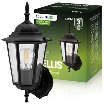 Wandleuchte Außen E27, Hängende Gartenlaterne Schwarz BELLIS LUMILED