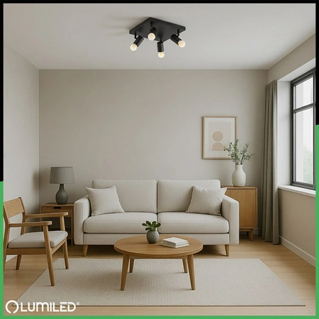 Deckenleuchte Plafond SPOT TUBA Reflektor Halogen Leuchte 4x E27 GLASA LUMILED