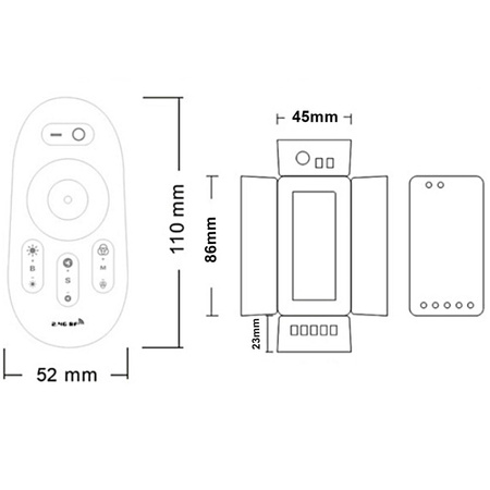 RGB-LED-Streifen-Controller 216W Empfänger + RF 2,4 GHz Touch-Fernbedienung