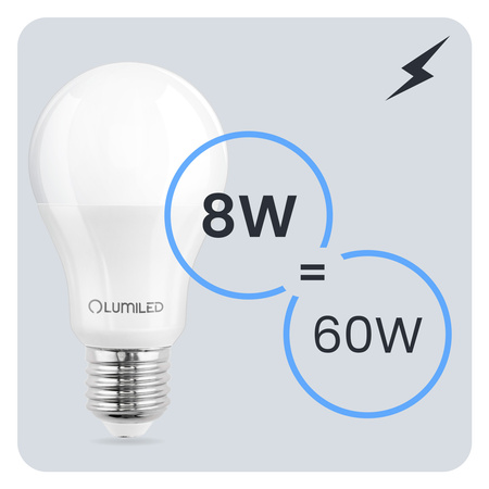 LED Lampen E27, Glühbirne A60 8W = 60W 806lm 260° 6500K kalt LUMILED