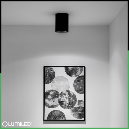 Halogen-Aufbauleuchte GU10, Aufbauspot 84mm beweglich Runde Tube Schwarz AMAT-M LUMILED