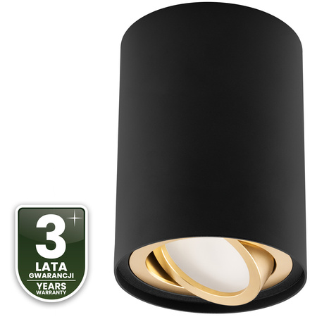 Aufputz HALOGEN Spot Tuba Beweglich AMAT-L GU10 Rund Schwarz-Gold 115mm LUMILED