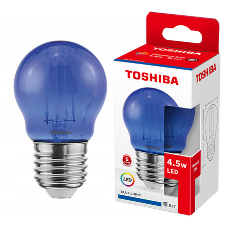 LED-Glühbirne E27 G45 4.5W = 40W Blauer Glühfaden TOSHIBA