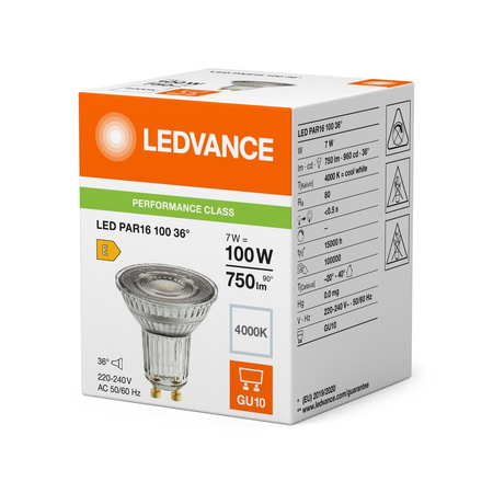 LED-Reflektor-Glühbirne GU10 PAR16 7W = 100W 750lm 4000K Neutral 36° Ledvance