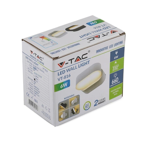 LED-Wandleuchte 6W 3000K IP65 Drehbar 350° Single Grey VT-816 V-TAC