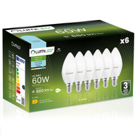 6x LED E14 CANDLE 8W = 60W 6500K Cold White CCD LUMILED Glühbirne
