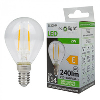 LED-Lampe Kugel P45 E14 2W 240lm 2700K warmweiß FILAMENT Ecolight