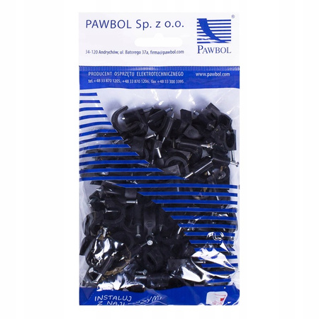 FLOP CLIP Kabelhalter 7mm Schwarz 100 Stück PAWBOL