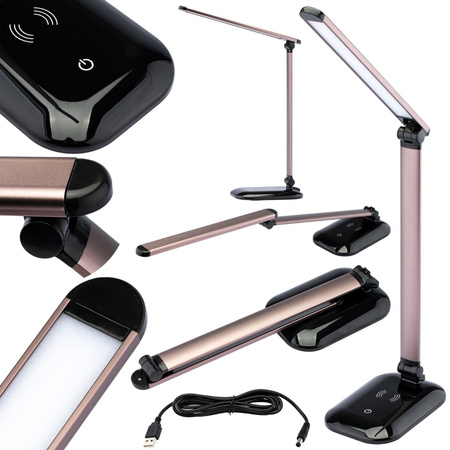 LED-Nachttischlampe 5W 4500K USB-dimmbar Touch mit QI-Ladegerät