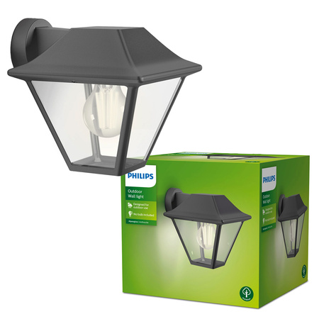 Gartenleuchte LED Wandleuchte ALPENGLOW myGarden E27 IP44 Laterne für Daunen Anthrazit PHILIPS