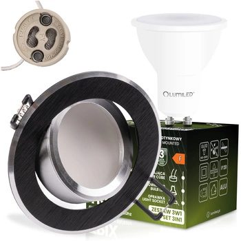 TRIX 3in1 GU10 6W 3000K Schwarz LUMILED runde Halogen-Einbauleuchte