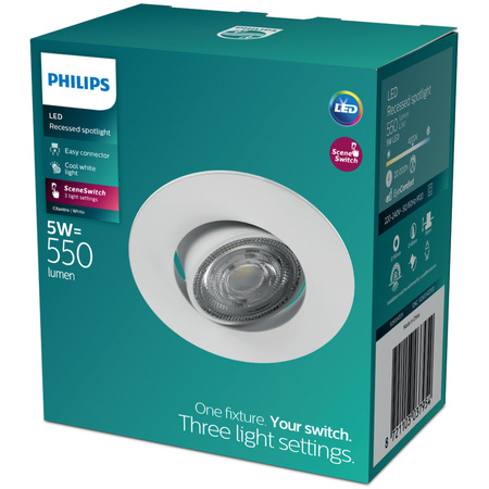LED-Einbauleuchte 5W 550lm 4000lm Neutral Beweglich Rund Weiß Dimmbar 3-STEP SceneSwitch Koriander Philips