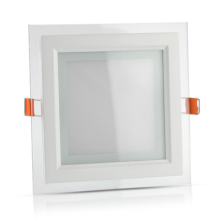 LED-Einbaupanel 12W 6000K Glas Quadrat FLICKER FREE VT-1202G V-TAC