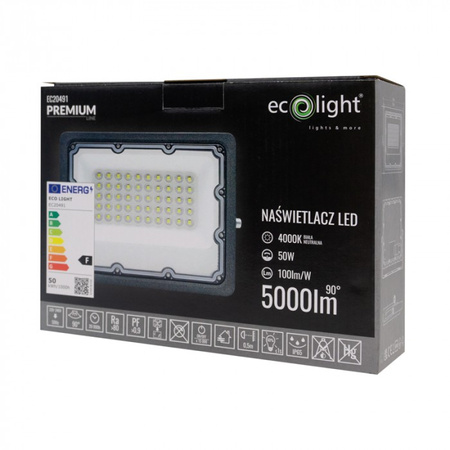 LED-Flutlicht Reflektor 50W 5000lm 4000K Neutral IP65 Premium Line Ecolight