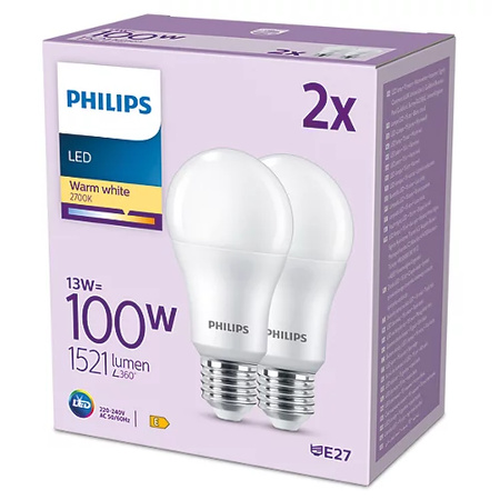 LED Lampen Set 2x E27 A67 13W = 100W 1521lm 2700K Warm 150° PHILIPS