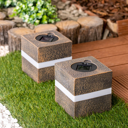 LED-Solarlampe für den Außenbereich Garten stehender Stein 3000K IP44 12 cm Dämmerungssensor