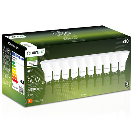 10x LED Lampen GU10, Glühbirne 6W = 50W 580lm 120° 4000K neutral LUMILED