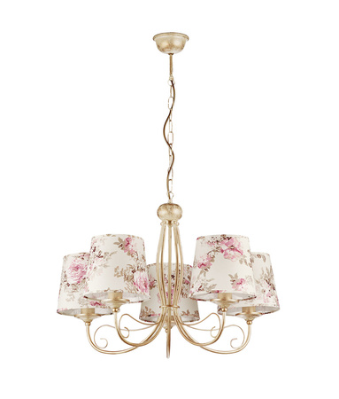 SARA Hänge-Deckenleuchte 5xE27 Blumen-Kronleuchter-Lampenschirm Classic Beige Jupiter