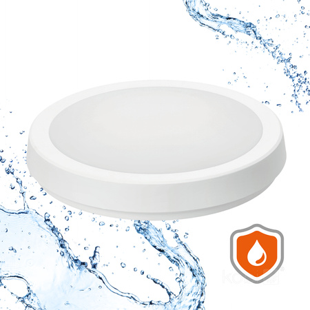 LED-Badezimmer-Deckenleuchte Aufputz 24W 2520lm 4000K 120° mit Bewegungs- und Dämmerungssensor Weiß IP65 Nairos Kobi