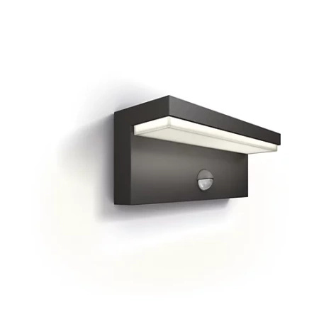Garten LED Wandleuchte BUSTAN 3.8W Bewegungssensor 4000K Neutral IP44 Anthrazit PHILIPS