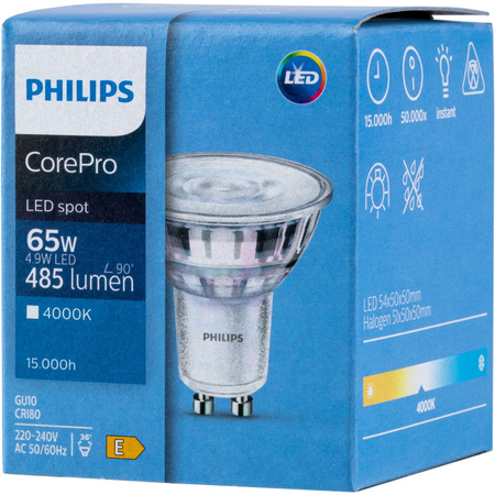 GU10 LED Leuchtmittel 4,9W = 65W 485lm 4000K Neutral 36° PHILIPS