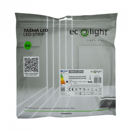 LED-Streifen SMD 2835 10.8W/m 500lm/m 60LED/m 24V 4000K Neutral IP63 Rolle 5m Ecolight