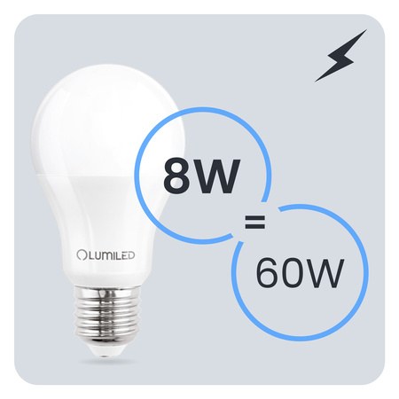 6x LED-Lampe E27 A60 8W = 60W 880lm 6500K kaltweiß 260° LUMILED