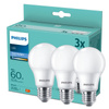 3x LED Lampen E27 A60 8W = 60W 806lm 6500K kalt PHILIPS
