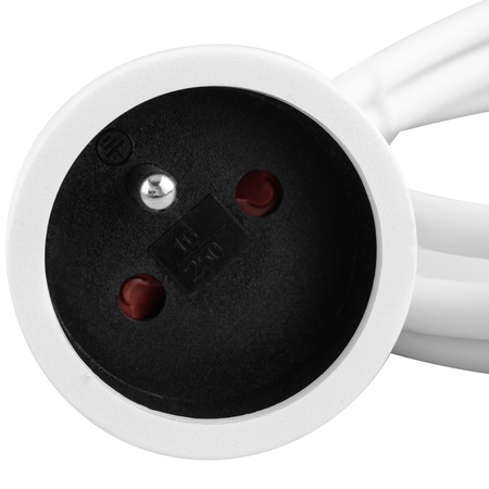 Netzverlängerungskabel Geerdete Steckdosenleiste 1 Steckdose 1,5m Weißes Kabel Lendo Lumiled