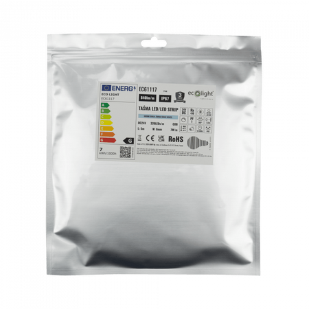 LED-Streifen COB 7W/m 840lm/m 320LED/m 24V 6000K Kalt IP67 Rolle 5m Ecolight