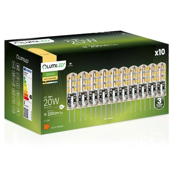 10x LED Kapseln G4, LED-Lampe 2W = 20W 200lm 270° 3000K warm LUMILED