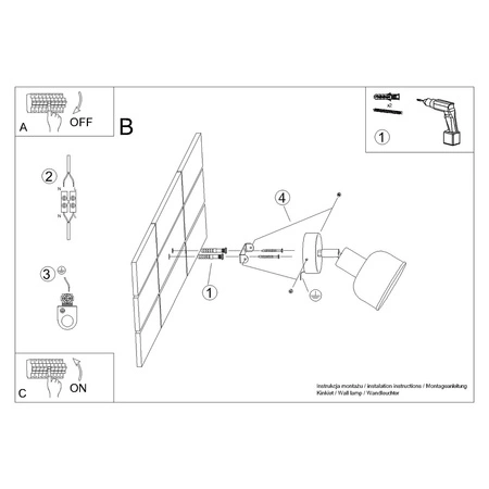 Wandleuchte ELBA E27 Reflektor Beweglich Schwarz Loft SOLLUX
