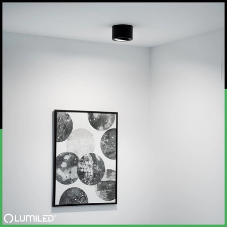 Halogen-Aufbauleuchte, Aufbauspot 50mm Runde Tube Schwarz AMAT-S+LED-Einsatz 5W 3000K LUMILED