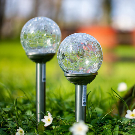 Garten LED Solarbetriebene Kugel Glas Inox 8 cm GOLDLUX (Polux)