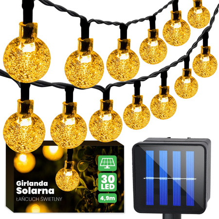 Garten SOLAR GIRLANDE DEKORATIVE Lichterkette 30 Kugeln 2700K Hitze GOLDLUX (Polux)