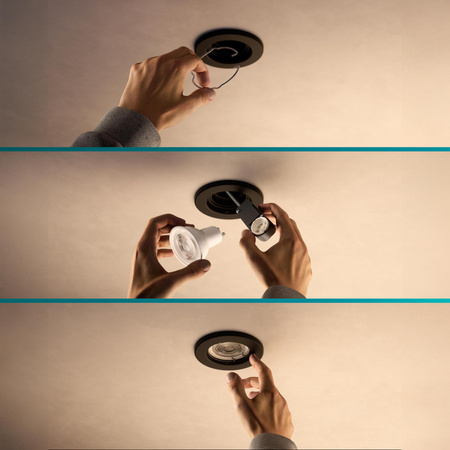 3x LED GU10 Unterputzmontage Aluminium Rund Schwarz Peridot Philips