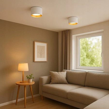 Aufbau LED GOLDA Halogen Deckenleuchte GX53 Rundrohr Weiß - Gold