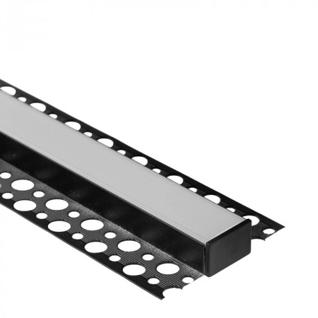 Aluminium-LED-Profil für Gipskartonplatten REGIPS breite Unterfliese Schwarz 1m mit milchigem Lampenschirm für LED-Streifen + Endkappen Serie GNS Ecolight