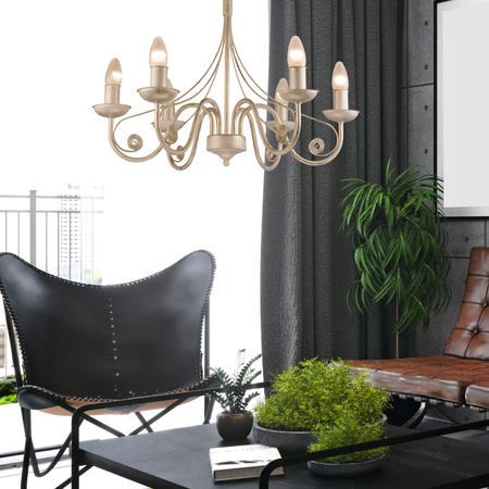 DONATO Hängelampe 6xE14 Kronleuchter Weiß Klassisch LM-6.29 Lamkur