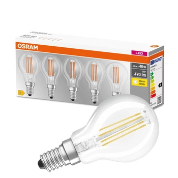 5x LED Lampen E14 P45 4W = 40W 470lm 2700K warmes Filament OSRAM-Sockel