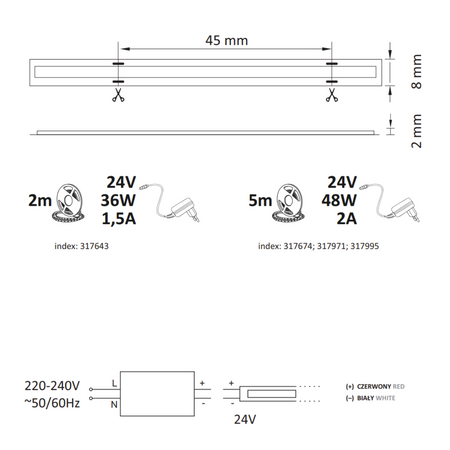 LED-Streifen 33W 3450lm 6500K Kalt 24V Weiß 2m Sanico Goldlux